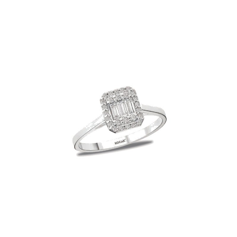 Pırlanta Baget Yüzük 0.18 ct 14K Beyaz