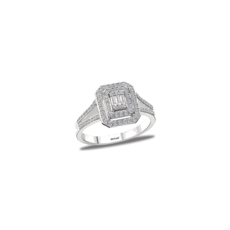 Pırlanta Baget Yüzük 0.41 ct 14K Beyaz