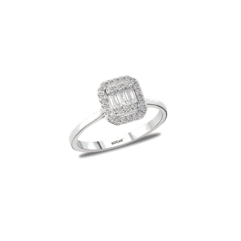 Pırlanta Baget Yüzük 0.26 ct 14K Beyaz