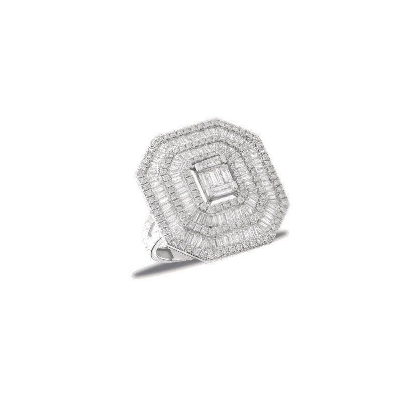 Pırlanta Yüzük Baget 2.35 ct 14K Beyaz