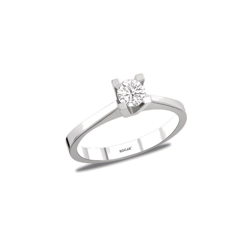 Pırlanta Tektaş Yüzük Round 0.38 ct 14K Beyaz