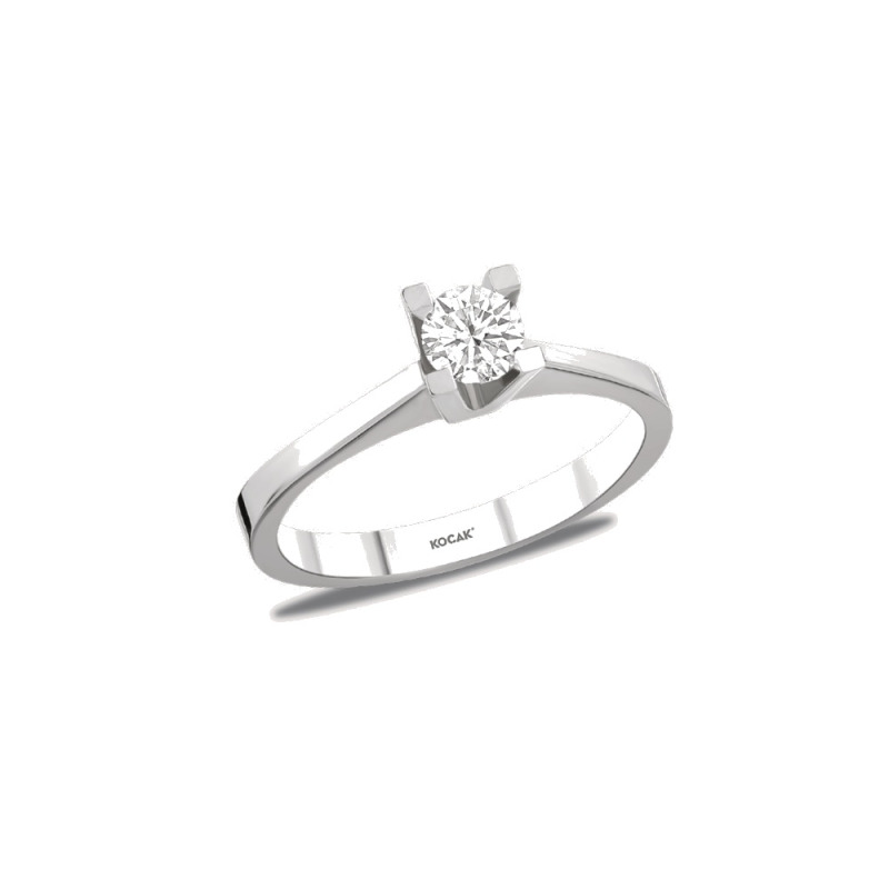 Pırlanta Tektaş Yüzük Round 0.38 ct 14K Beyaz