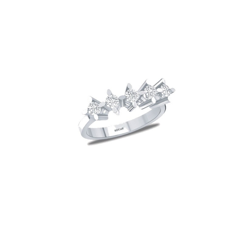 Pırlanta Beştaş Yüzük Round 0.53 ct 14K Beyaz
