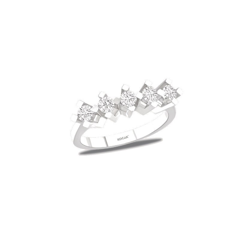 Pırlanta Beştaş Yüzük Round 0.55 ct 14K Beyaz — Uygun Kuyumculuk Biga