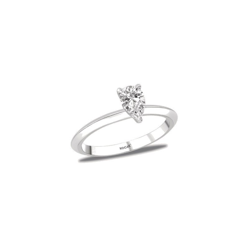 Pırlanta Tektaş Yüzük Pear 0.50 ct 14K Beyaz