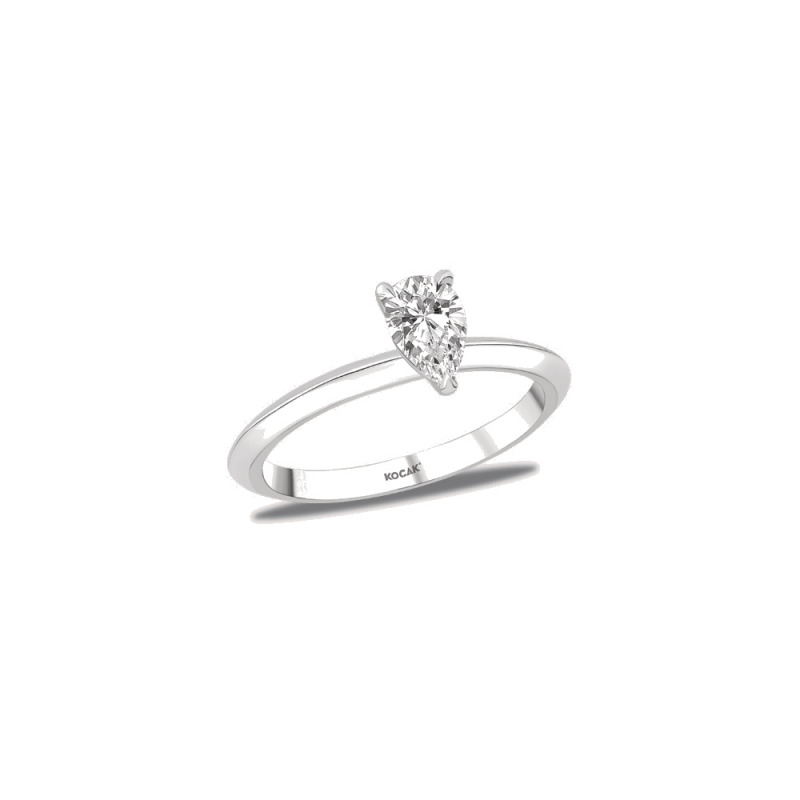 Pırlanta Tektaş Yüzük Pear 0.50 ct 14K Beyaz