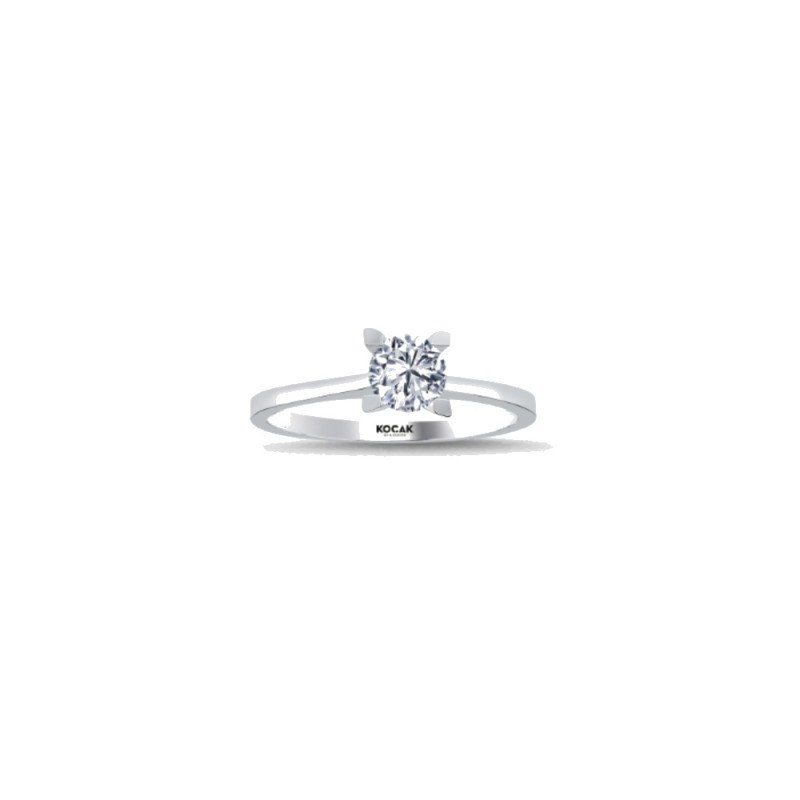 Pırlanta Tektaş Yüzük Round 0.50 ct 14K Beyaz