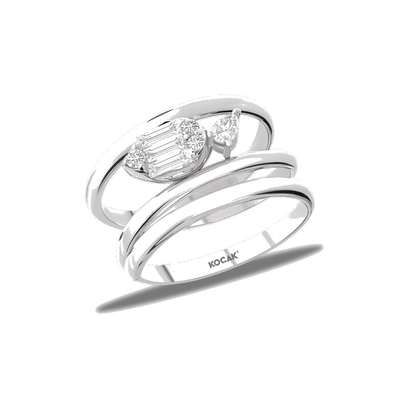 Pırlanta Yüzük 0.33 ct 14K Beyaz — Uygun Kuyumculuk Biga