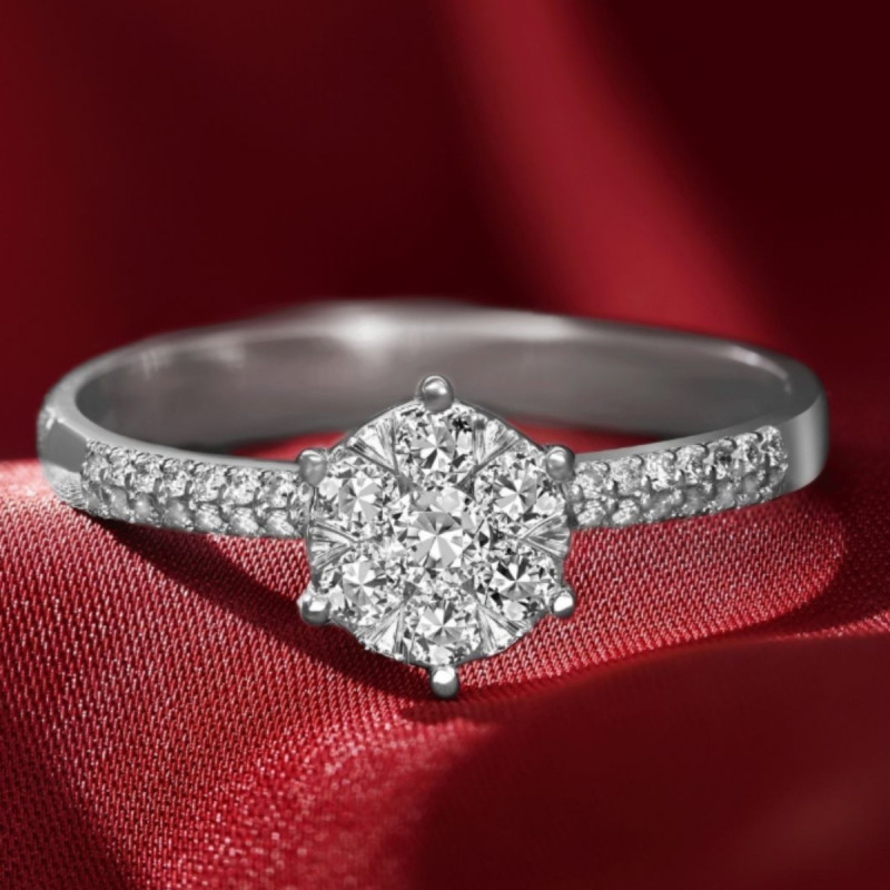 Pırlanta Yüzük 0.35 ct 14K Beyaz — Görsel 2 Uygun Kuyumculuk