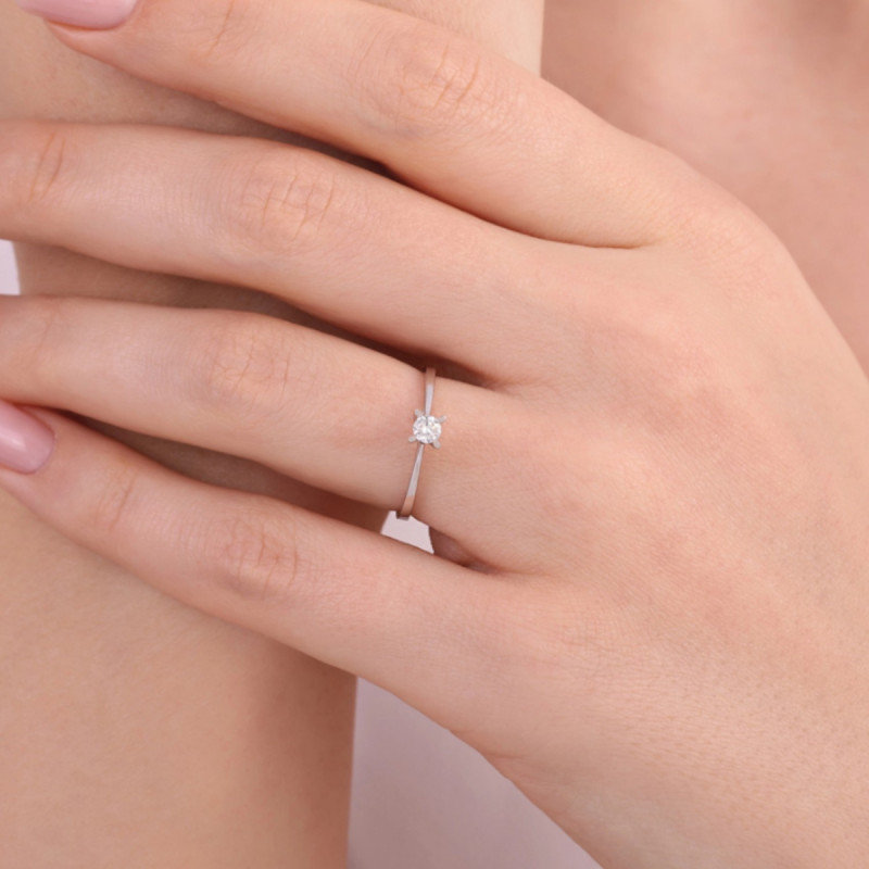 Pırlanta Tektaş Yüzük 0.20 ct 14K Beyaz — Görsel 3 Uygun Kuyumculuk
